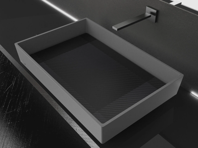 CARBON TECH - Rectangular countertop washbasin _ Glass Design