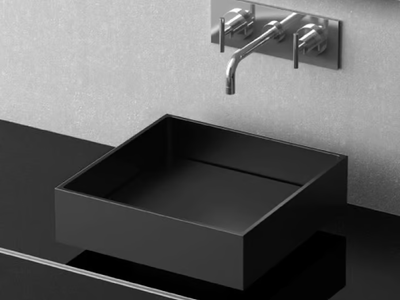 FOUR VISION - Countertop square washbasin _ Glass Design