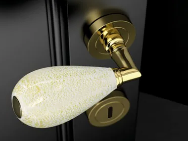 GOCCIA WHITE/ GOLD LEAF - Murano glass door handle _ Glass Design