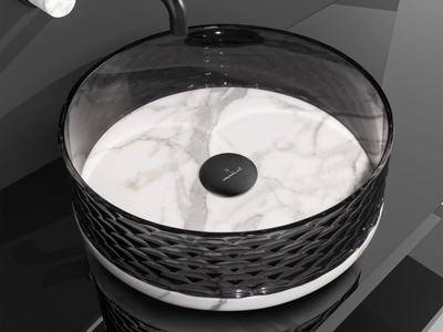 MARMOFUSION - Countertop round marble and crystal washbasin _ Glass Design