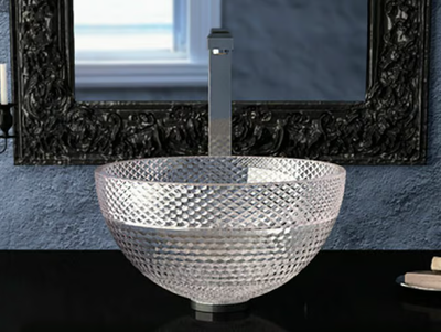 RAMADA - Countertop round crystal washbasin _ Glass Design