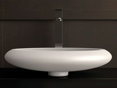STONE - Countertop oval single washbasin _ Glass Design