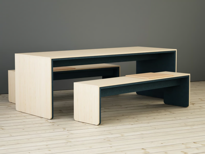Campus bench and tables - Rectangular wooden meeting table _ Glimakra of Sweden