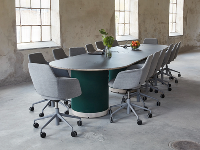 WOOFER - Oval meeting table with cable management _ Glimakra of Sweden