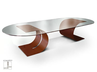 CARLOVI - Oval glass and steel table _ Gonzalo De Salas