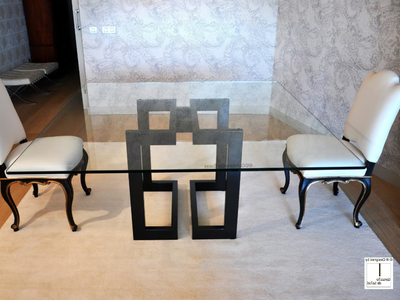 SENDAI - Square glass and iron dining table _ Gonzalo De Salas