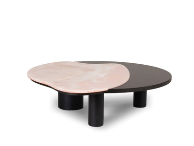BORDEIRA - Low oak and Pink Onyx coffee table _ Greenapple