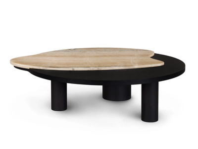 BORDEIRA - Low oak and Shadow onyx marble coffee table _ Greenapple