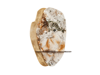 IGNIS - Glass wall shelf with granite structure _ Greenapple