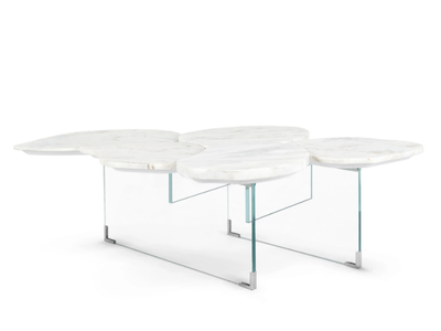 INFINITY - Calacatta marble and glass coffee table _ Greenapple