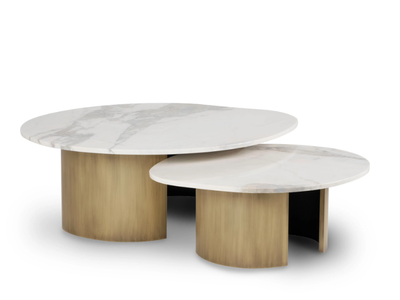 LANDSCAPE - Brass and Calacatta marble coffee table _ Greenapple
