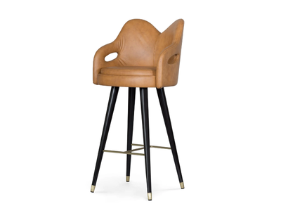 MARY - High leather stool with armrests _ Greenapple