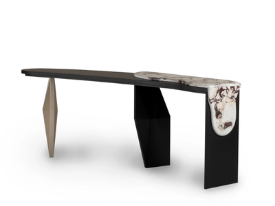 MENIR - Wood veneer and Calcatta marble console table _ Greenapple