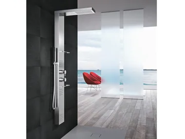 BRIDGE PLUS - Wall-mounted multifunction thermostatic stainless steel shower panel _ Gruppo Geromin