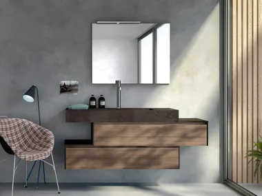 CHANGE CHA12 - Wall-mounted single vanity unit with drawers _ Gruppo Geromin