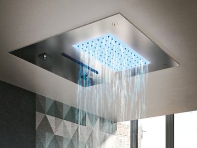 Multi – sensory shower head - Ceiling mounted square overhead shower _ Gruppo Geromin
