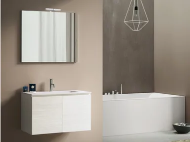 QUB05 - Wall-mounted wooden vanity unit with integrated washbasin _ Gruppo Geromin