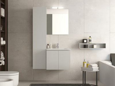 QUB09 - Single wooden vanity unit with doors with cabinets _ Gruppo Geromin