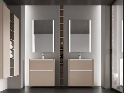 RIVA 06 - Floor-standing wooden vanity unit with mirror _ Gruppo Geromin