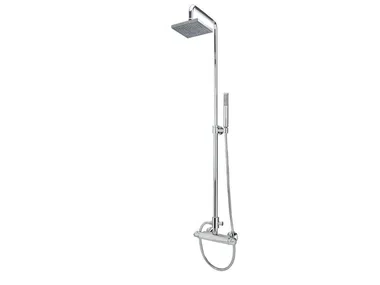 Thermostatic shower panel - Wall-mounted shower panel with hand shower with overhead shower _ Gruppo Geromin
