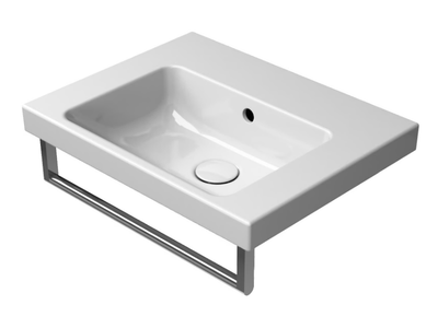 NORM 50X40 - Rectangular single ceramic washbasin with towel rail _ GSI ceramica