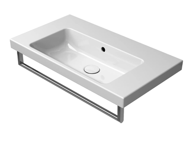 NORM 70X40 - Rectangular single ceramic washbasin with towel rail _ GSI ceramica