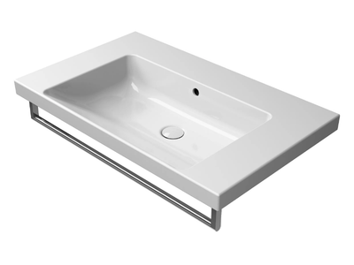NORM 80X50 - Rectangular single ceramic washbasin with towel rail _ GSI ceramica