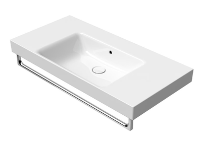 NUBES 100X50 - Rectangular ceramic washbasin with towel rail _ GSI ceramica