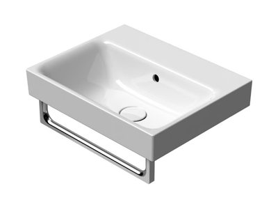 NUBES 50X40 - Rectangular ceramic washbasin with towel rail _ GSI ceramica