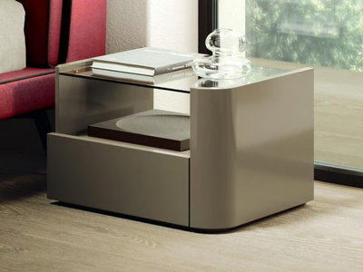 PAGE - Rectangular wood and glass bedside table _ Guzzini & Fontana