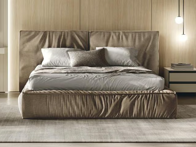 POPS - Fabric double bed with upholstered headboard _ Guzzini & Fontana