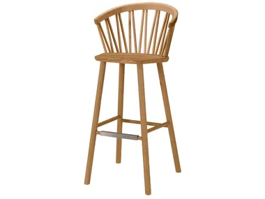 ZIGZAG 660 - High oak stool with armrests _ Hans K