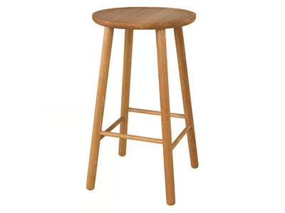 ZIGZAG 660 - High oak stool with footrest _ Hans K
