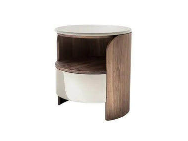 ANNI - Round wooden bedside table with drawers _ HC28