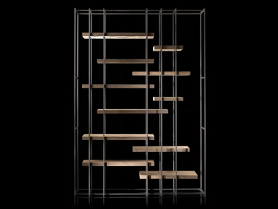 CAGE-B - Open metal bookcase with wooden shelves _ Henge