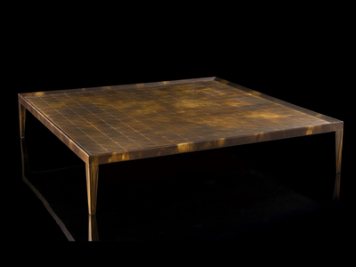 D-CODE - Low square brass coffee table _ Henge
