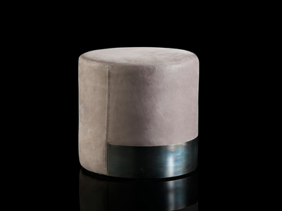 GELLY - Round leather pouf _ Henge