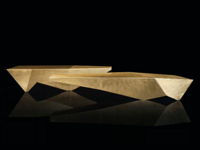 MONOLITH - Low brass coffee table _ Henge