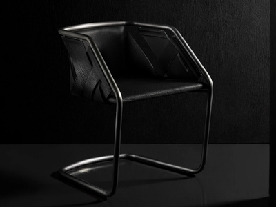STRIP - Chair with metal frame and leather cover _ Henge
