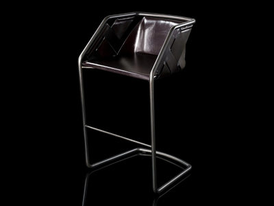 STRIP - Stool with metal frame and leather cover _ Henge