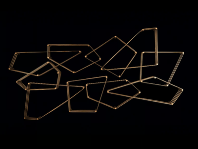 TANGRAM - Wall-mounted sectional brass bookcase _ Henge