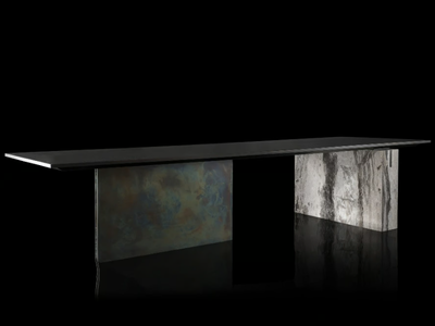 TED - Rectangular steel and stone table _ Henge