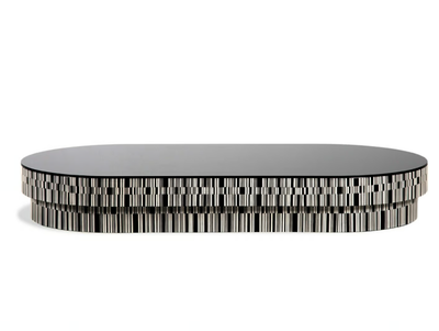 ENIGMA - Low oval wood and glass coffee table _ HESSENTIA | Cornelio Cappellini