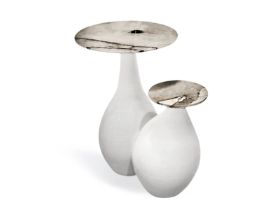 ISOTTA - Round ceramic coffee table with marble top _ HESSENTIA | Cornelio Cappellini