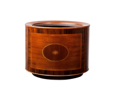 LONDON - Round wood veneer plant pot with automatic watering _ Hobby Flower