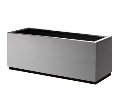 STEEL - Low rectangular stainless steel plant pot with automatic watering _ Hobby Flower