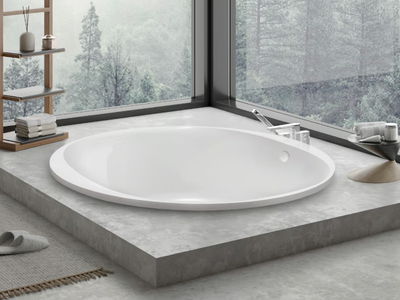 ISENSI - 2 seater built-in round acrylic bathtub _ Hoesch