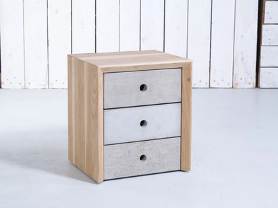 CONCRETE - Cement and wood bedside table with drawers _ HOOKL und STOOL