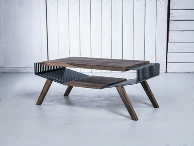 POLYLINE NO 2 SMALL - Low solid wood coffee table with storage space _ HOOKL und STOOL