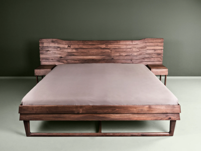TALAS - Solid wood double bed with integrated nightstands _ HOOKL und STOOL